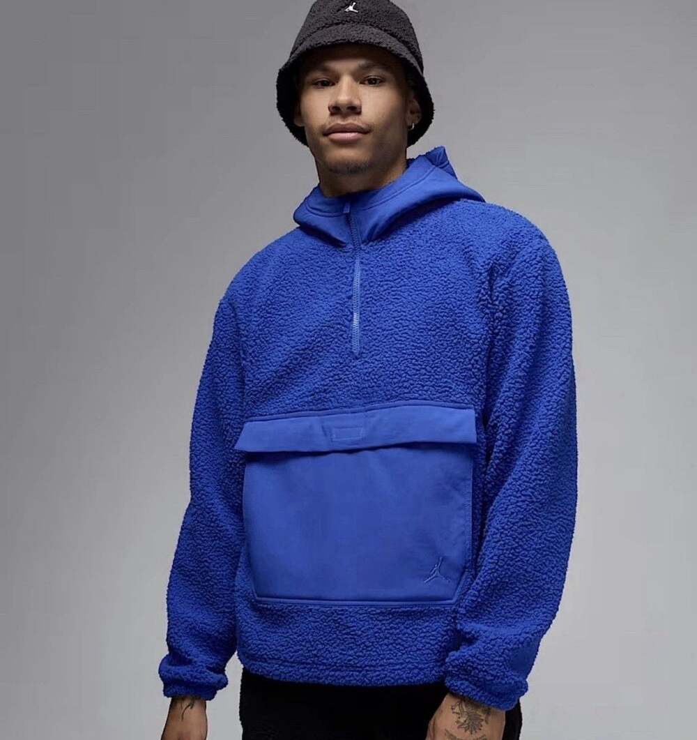 Jordan Flight High-Pile Fleece Pullover Hoodie Game Royal FV7452-480 SZ LG $120